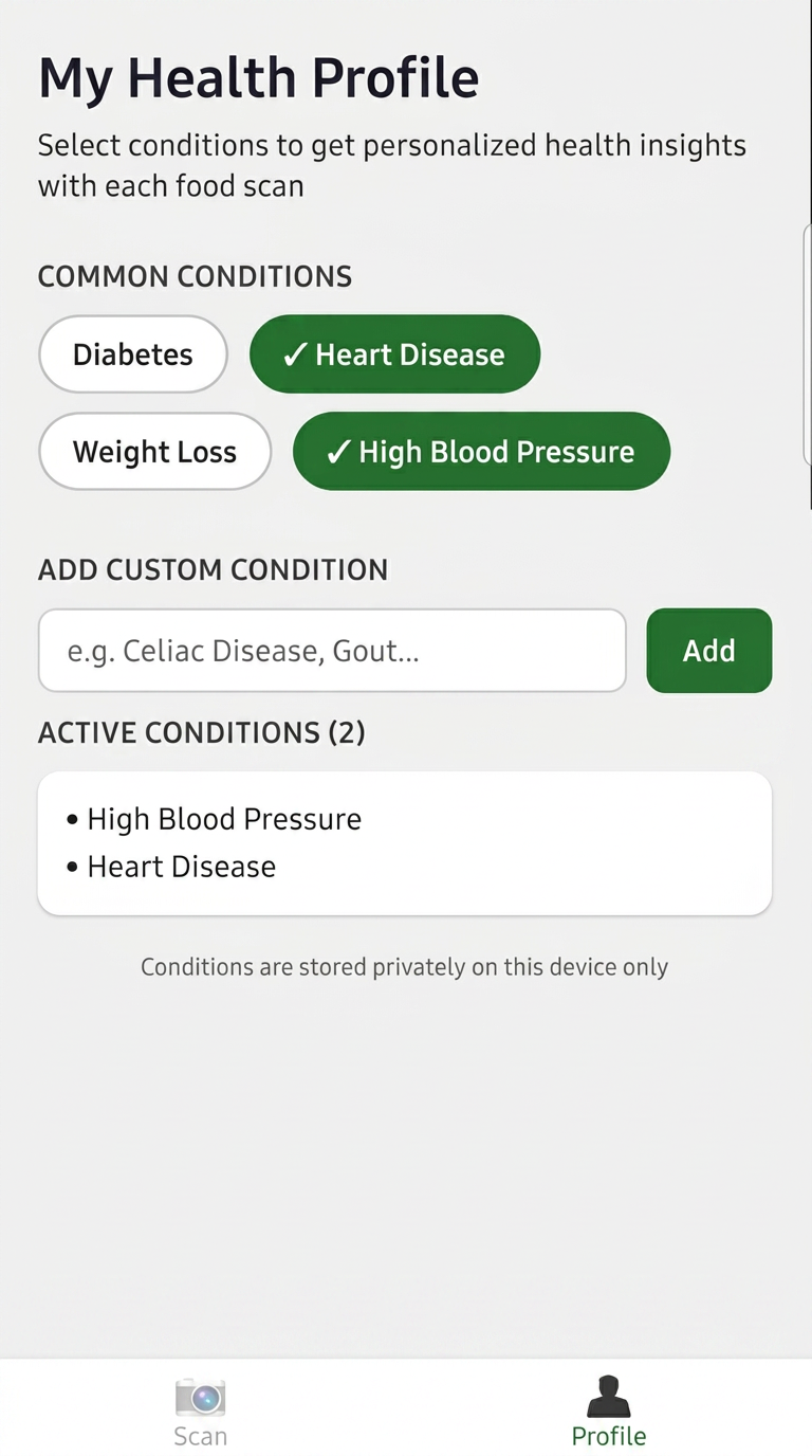 NutriScan screen 2